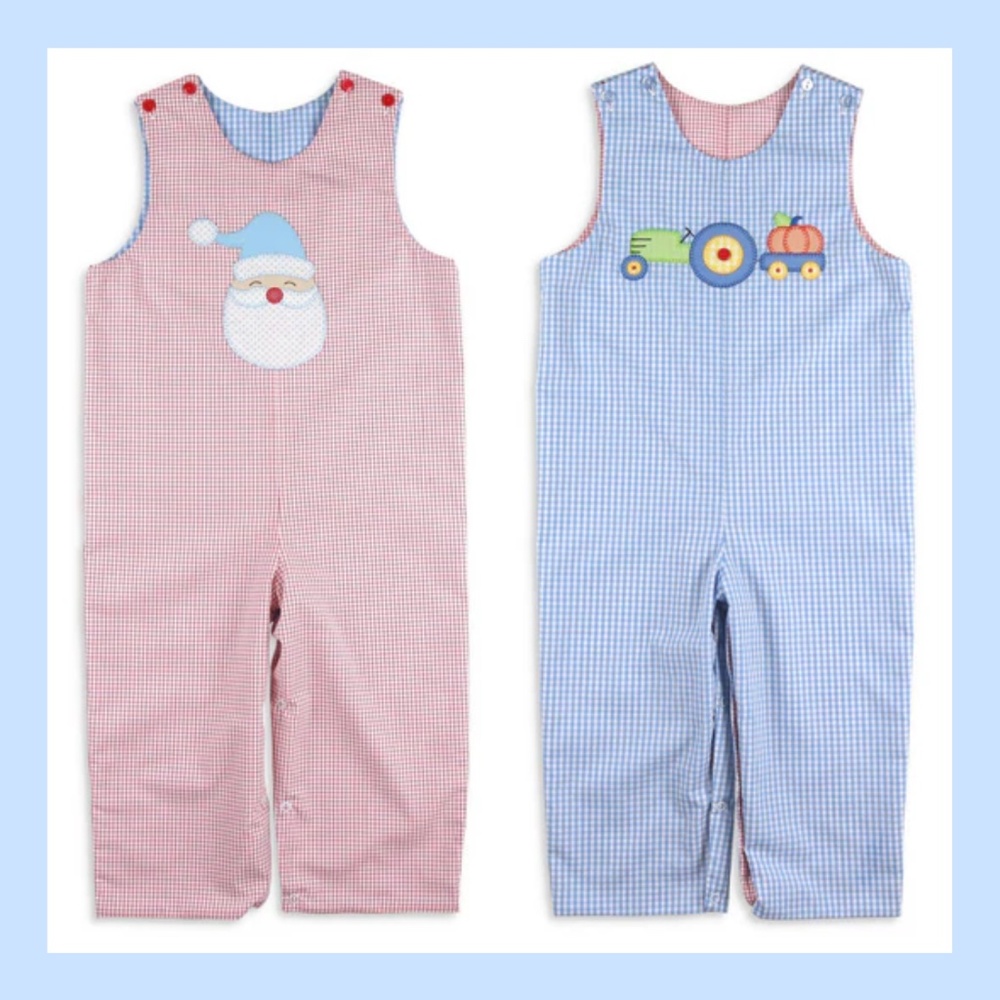 Shrimp & Grits Fall/Christmas Boys Appliqué Longalls Sz 6 Month
